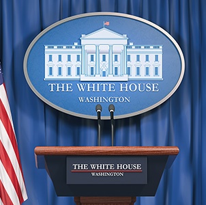 Image of the White House press podium.